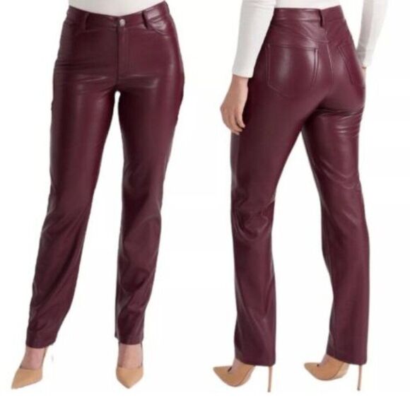 Joie Faux Leather Pants Size 14 Limited Edition Burgundy NWOT - Picture 1 of 12